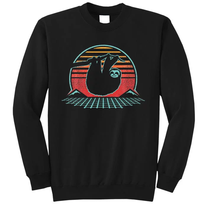 Sloth Retro Vintage 80s Style Zoologist Animal Lover Gift Tall Sweatshirt