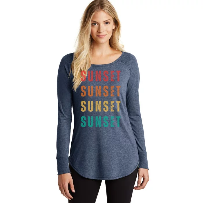 Sunset Retro Vintage Summer Women's Perfect Tri Tunic Long Sleeve Shirt