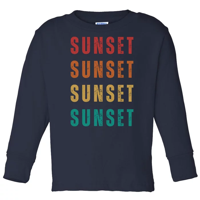 Sunset Retro Vintage Summer Toddler Long Sleeve Shirt