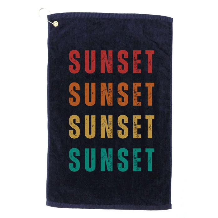 Sunset Retro Vintage Summer Platinum Collection Golf Towel