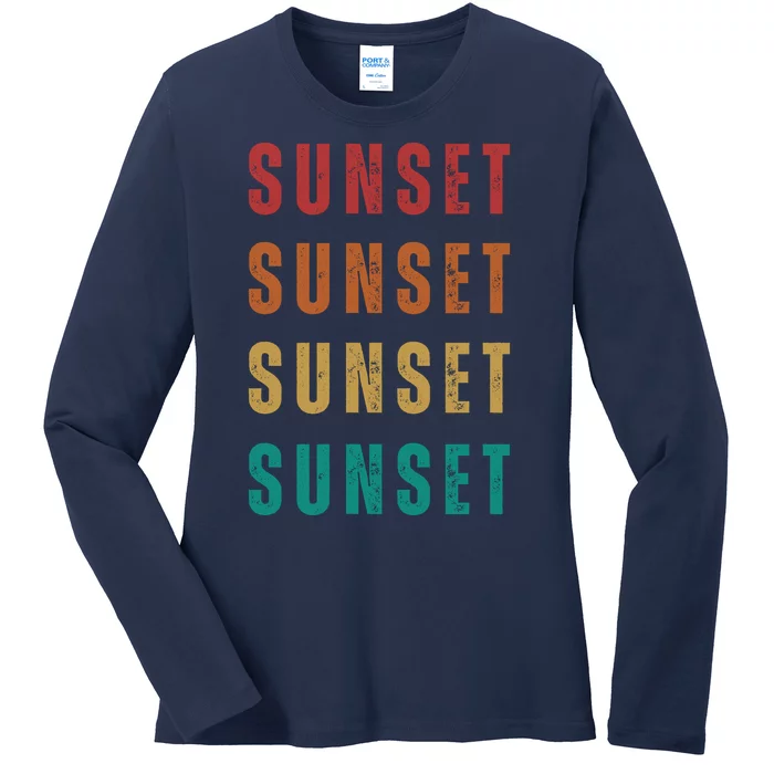 Sunset Retro Vintage Summer Ladies Long Sleeve Shirt