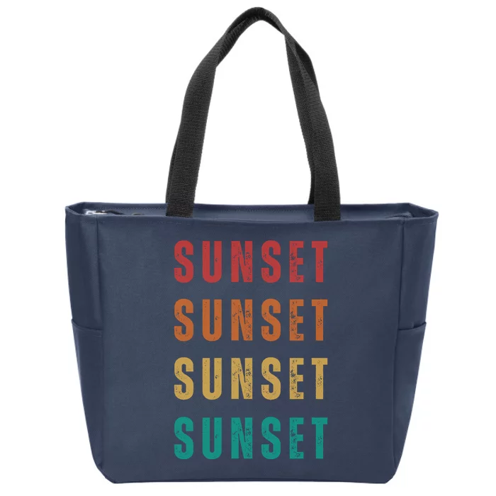 Sunset Retro Vintage Summer Zip Tote Bag