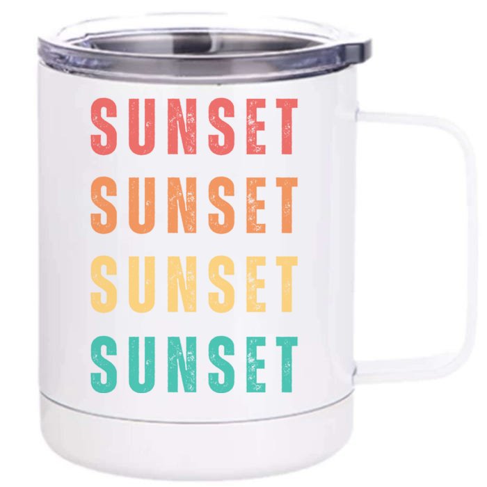 Sunset Retro Vintage Summer Front & Back 12oz Stainless Steel Tumbler Cup