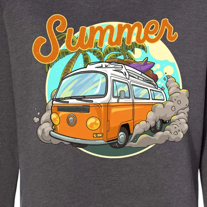 Summer Retro Van Tropical Womens California Wash Sweatshirt