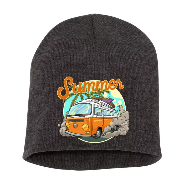 Summer Retro Van Tropical Short Acrylic Beanie