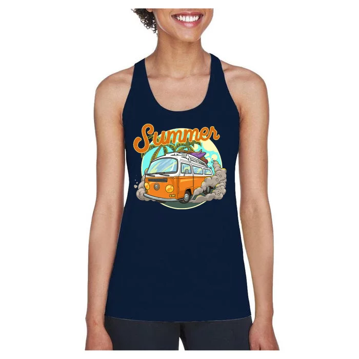 Summer Retro Van Tropical Women's Racerback Tank