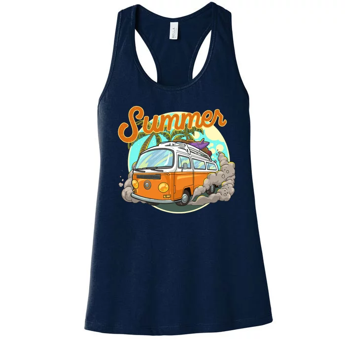 Summer Retro Van Tropical Women's Racerback Tank