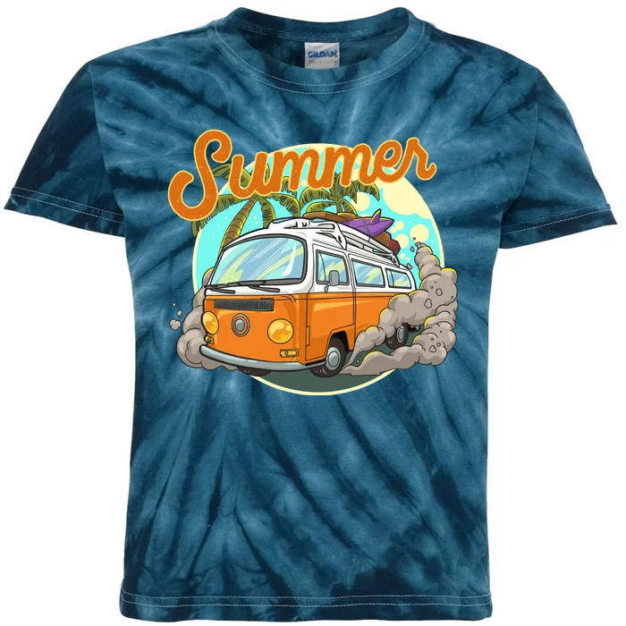 Summer Retro Van Tropical Kids Tie-Dye T-Shirt