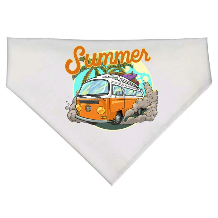 Summer Retro Van Tropical USA-Made Doggie Bandana