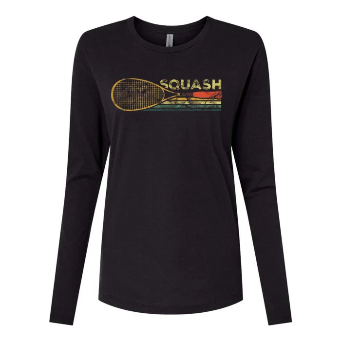 Squash Racket Vintage Squash Lover Funny Sports Enthusiast Womens Cotton Relaxed Long Sleeve T-Shirt