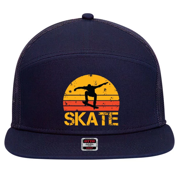 Skateboarder Retro Vintage Skateboarding 7 Panel Mesh Trucker Snapback Hat