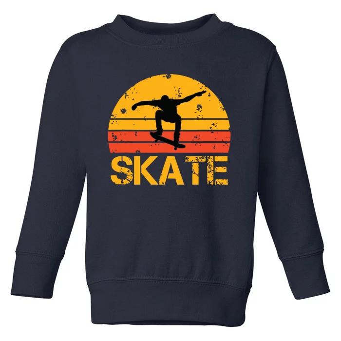 Skateboarder Retro Vintage Skateboarding Toddler Sweatshirt