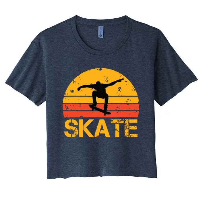 Skateboarder Retro Vintage Skateboarding Women's Crop Top Tee