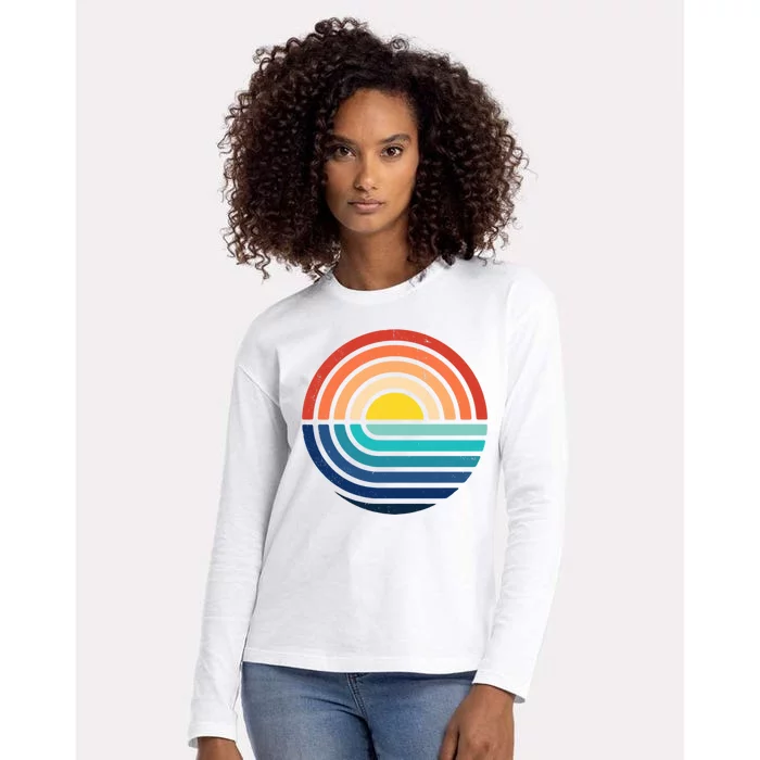 Sunset Retro Waves Womens Cotton Relaxed Long Sleeve T-Shirt