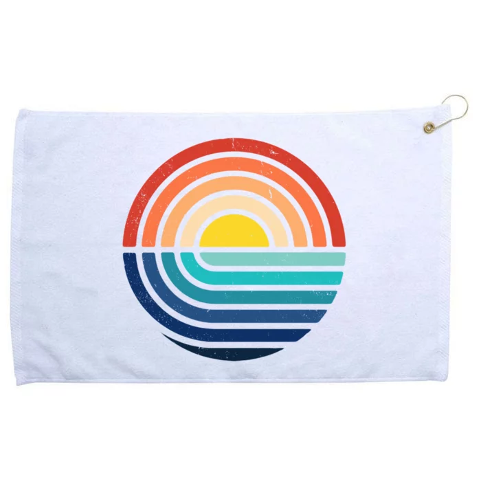 Sunset Retro Waves Grommeted Golf Towel