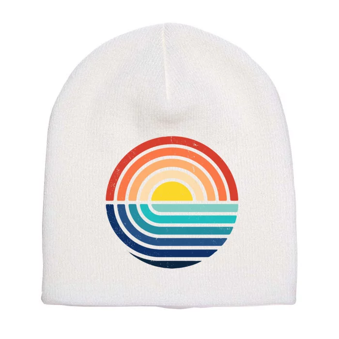 Sunset Retro Waves Short Acrylic Beanie