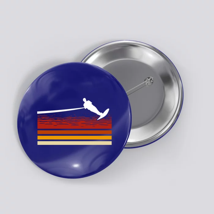 Ski Rope Water Skiing Retro Wave Lover Beachsports Gift Button