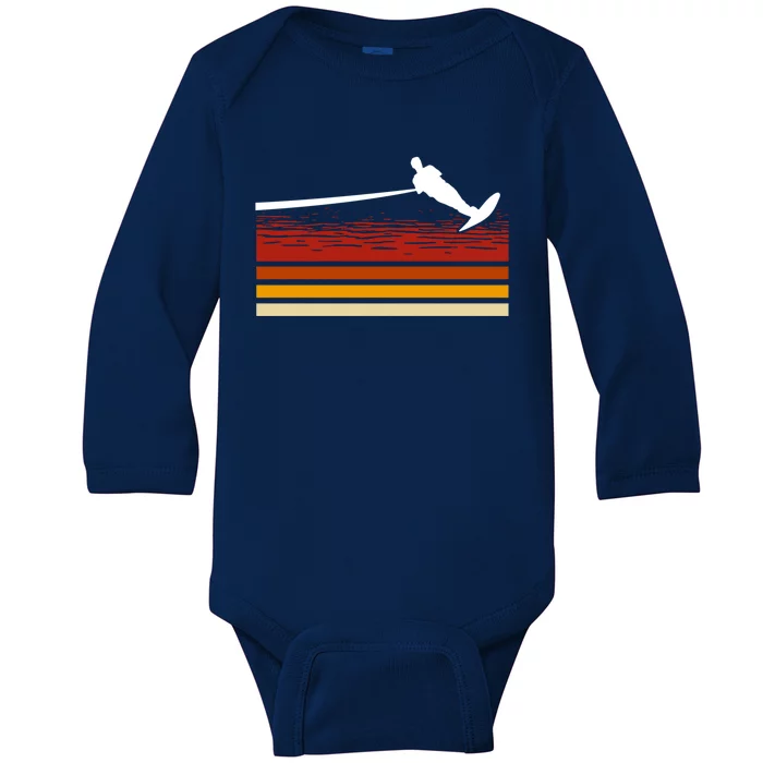 Ski Rope Water Skiing Retro Wave Lover Beachsports Gift Baby Long Sleeve Bodysuit