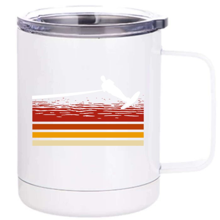 Ski Rope Water Skiing Retro Wave Lover Beachsports Gift Front & Back 12oz Stainless Steel Tumbler Cup