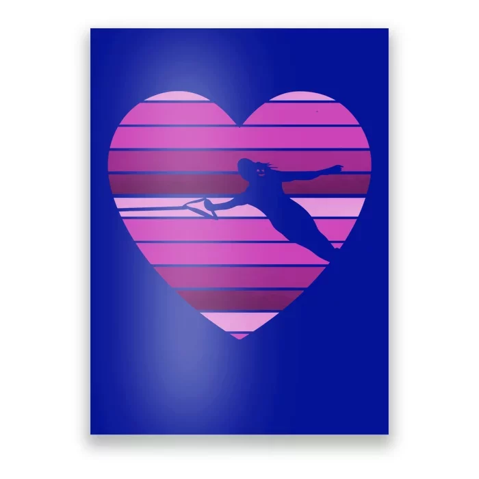 Ski Rope Wave Water Skiing Vintage Heart Sports Gift Poster