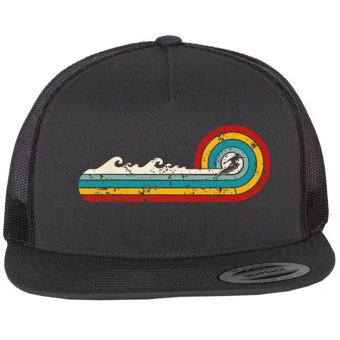 Surfer Ride Waves Beach Summer Gifts Surfing Retro Vintage Flat Bill Trucker Hat