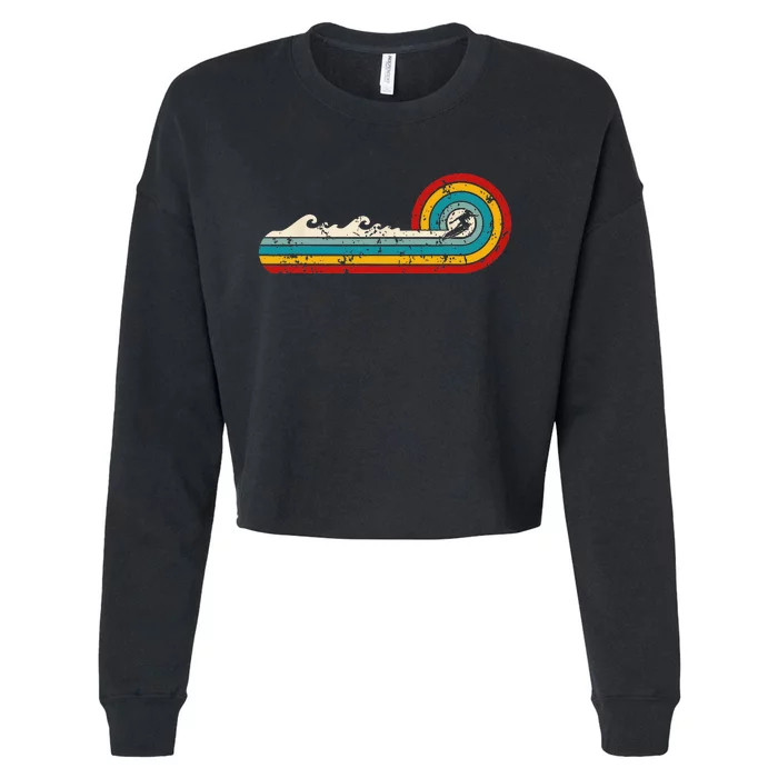 Surfer Ride Waves Beach Summer Gifts Surfing Retro Vintage Cropped Pullover Crew