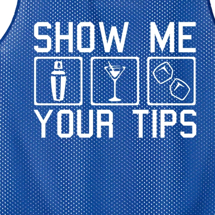 Server Restaurant Waiter Waitress Cute Gift Show Me Your Tips Cute Gift Mesh Reversible Basketball Jersey Tank