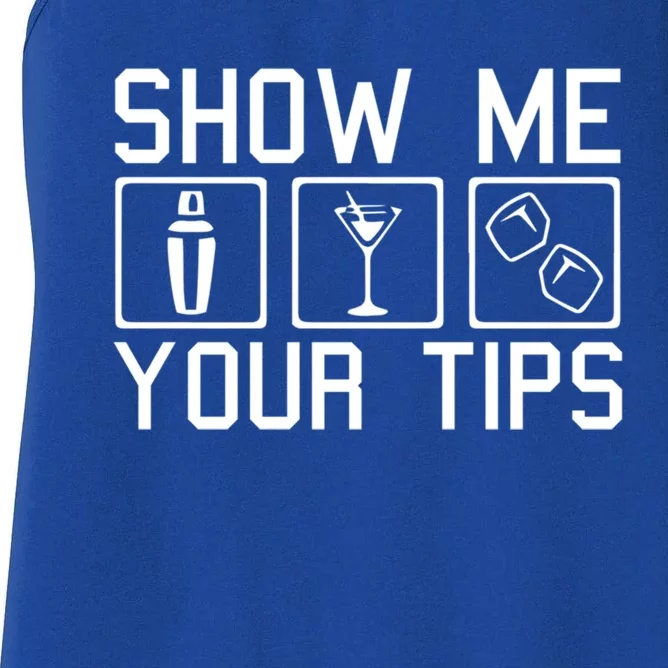 Server Restaurant Waiter Waitress Cute Gift Show Me Your Tips Cute Gift Women's Racerback Tank