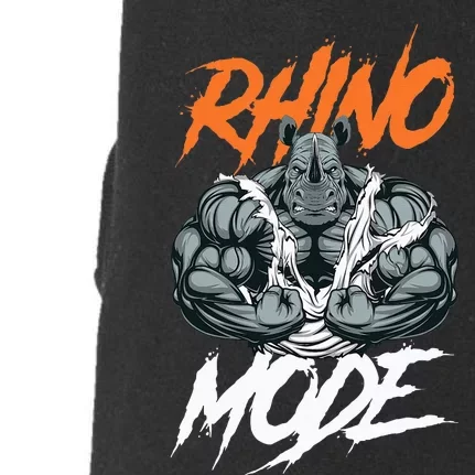 Strong Rhino With Big Biceps Rhino Mode For Gym Lover Doggie 3-End Fleece Hoodie