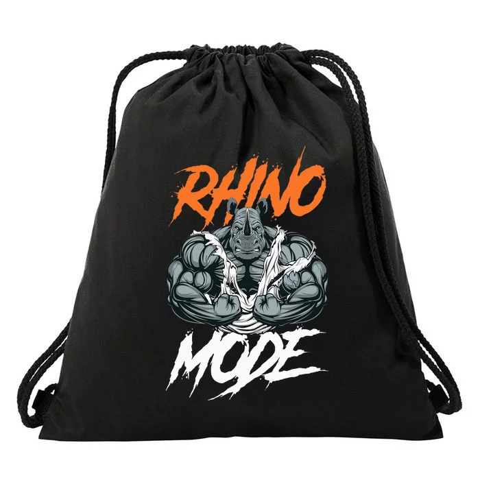 Strong Rhino With Big Biceps Rhino Mode For Gym Lover Drawstring Bag