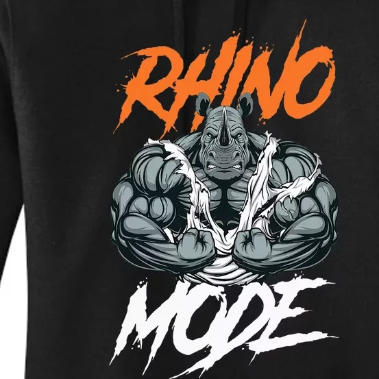 Strong Rhino With Big Biceps Rhino Mode For Gym Lover Women's Pullover Hoodie