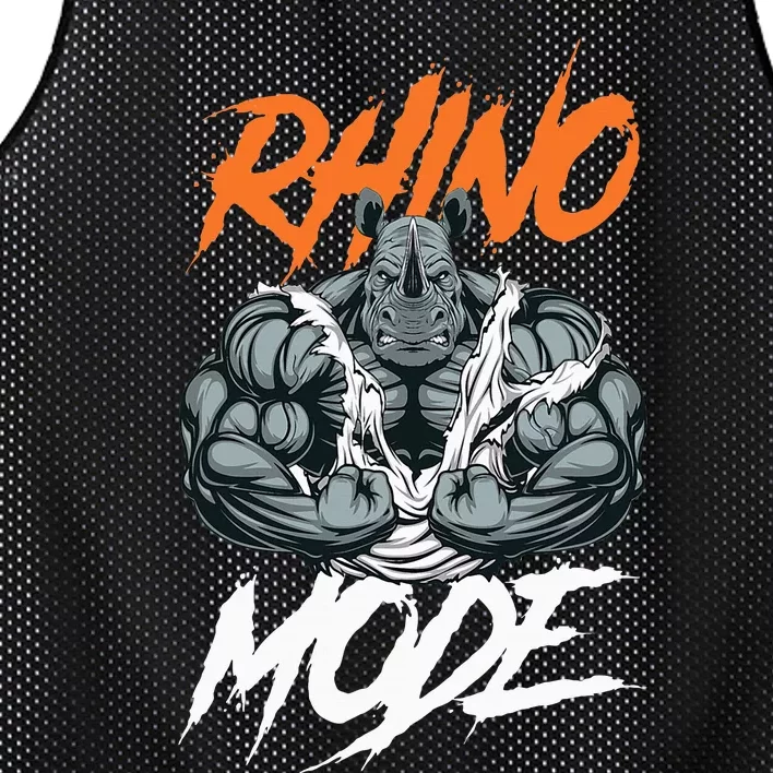 Strong Rhino With Big Biceps Rhino Mode For Gym Lover Mesh Reversible Basketball Jersey Tank