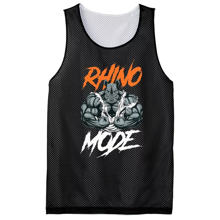 Strong Rhino With Big Biceps Rhino Mode For Gym Lover Mesh Reversible Basketball Jersey Tank