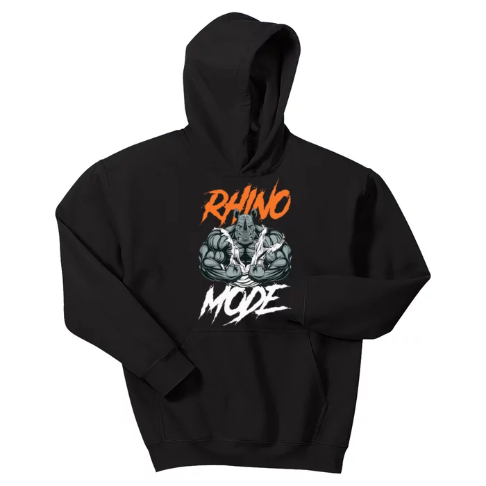 Strong Rhino With Big Biceps Rhino Mode For Gym Lover Kids Hoodie