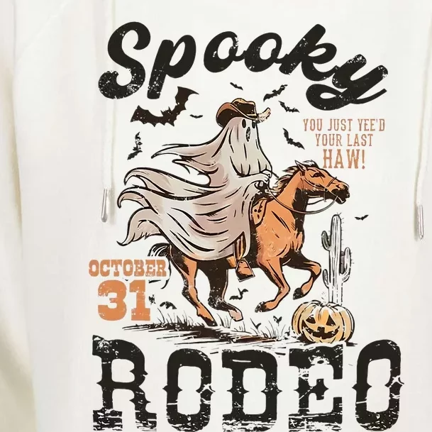 Spooky Rodeo Western Halloween Cow Country Halloween Womens Funnel Neck Pullover Hood