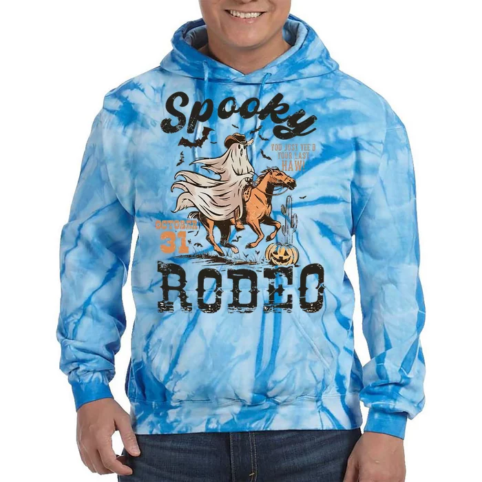 Spooky Rodeo Western Halloween Cow Country Halloween Tie Dye Hoodie