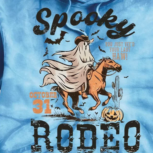 Spooky Rodeo Western Halloween Cow Country Halloween Tie Dye Hoodie