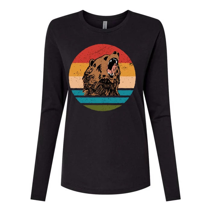 Sunset Retro Wild Bear Womens Cotton Relaxed Long Sleeve T-Shirt