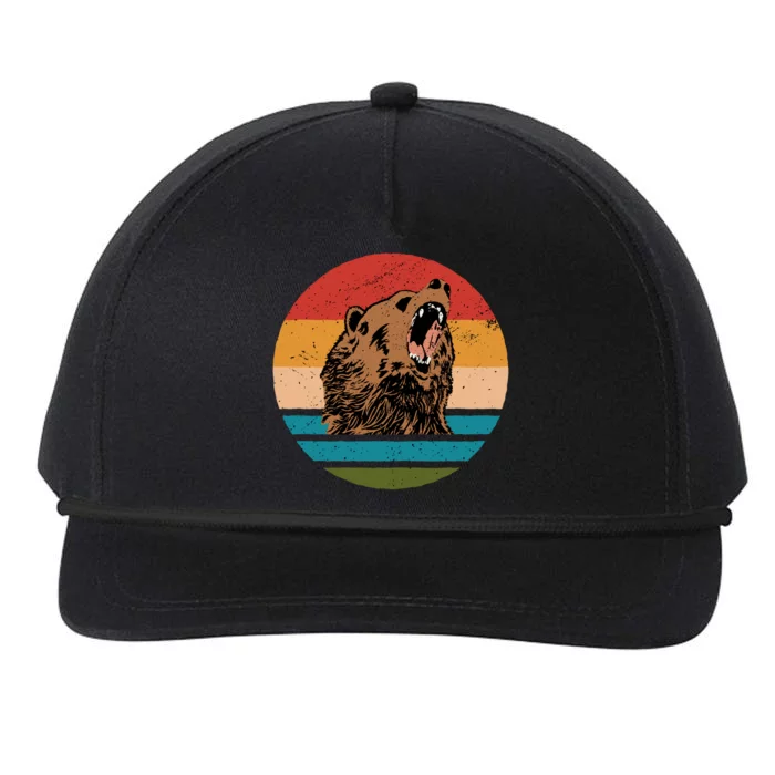 Sunset Retro Wild Bear Snapback Five-Panel Rope Hat