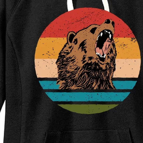 Sunset Retro Wild Bear Women's Fleece Hoodie