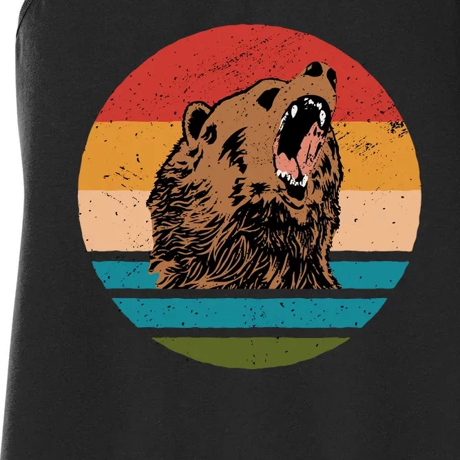 Sunset Retro Wild Bear Women's Racerback Tank