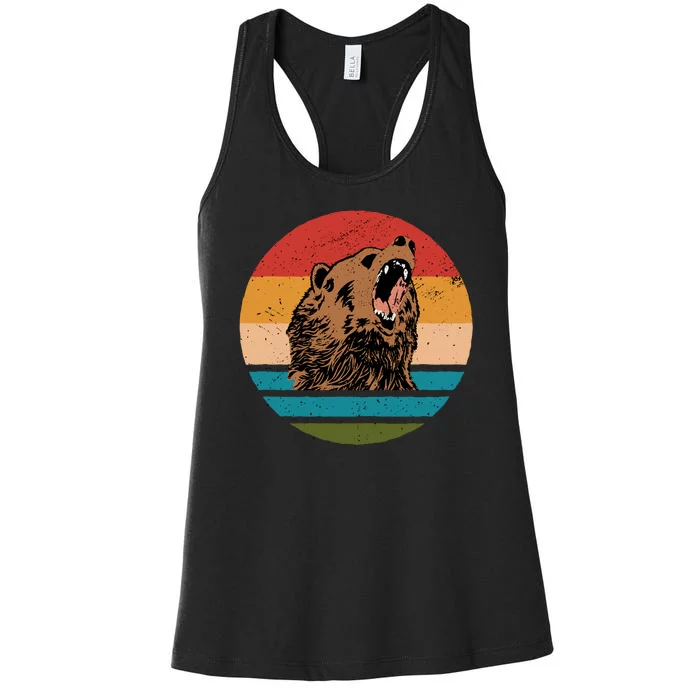 Sunset Retro Wild Bear Women's Racerback Tank