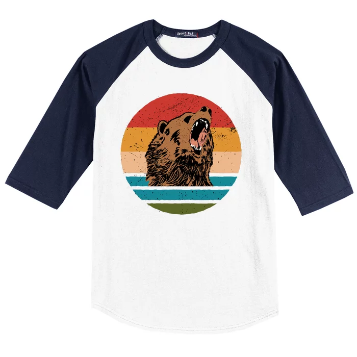 Sunset Retro Wild Bear Baseball Sleeve Shirt