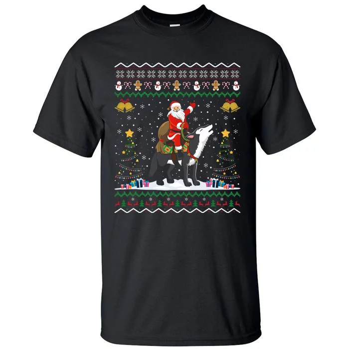 Santa Riding Wolf Christmas Tall T-Shirt