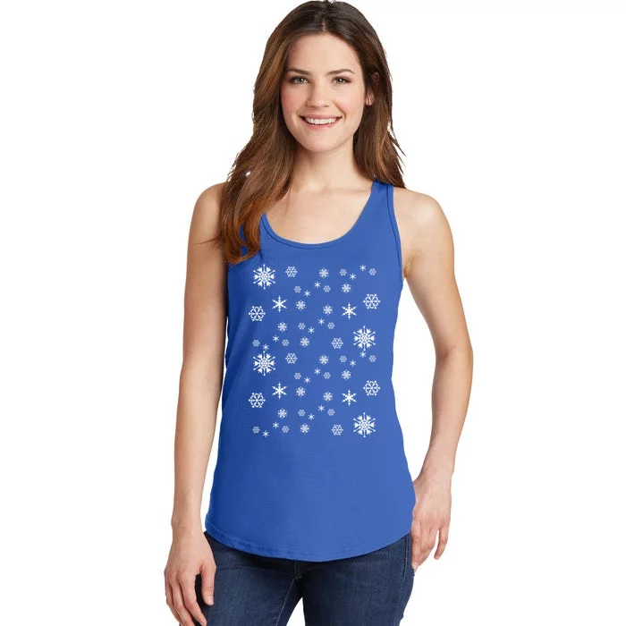 Snowflakes Rose Xmas Holiday Winter Holidays Gift Ladies Essential Tank