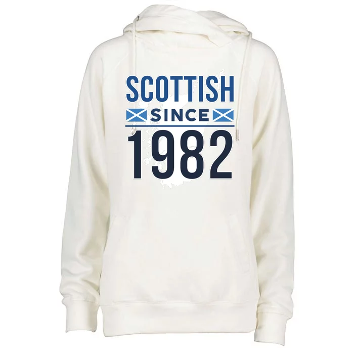 Scottish Since 1982 Scotland Flag Birthday Gift Womens Funnel Neck Pullover Hood