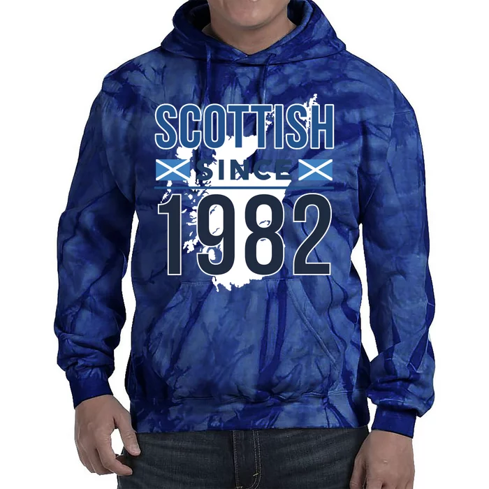 Scottish Since 1982 Scotland Flag Birthday Gift Tie Dye Hoodie