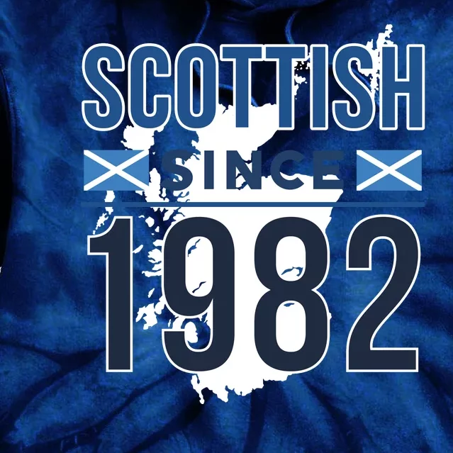 Scottish Since 1982 Scotland Flag Birthday Gift Tie Dye Hoodie