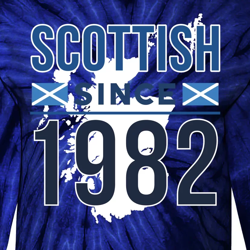 Scottish Since 1982 Scotland Flag Birthday Gift Tie-Dye Long Sleeve Shirt