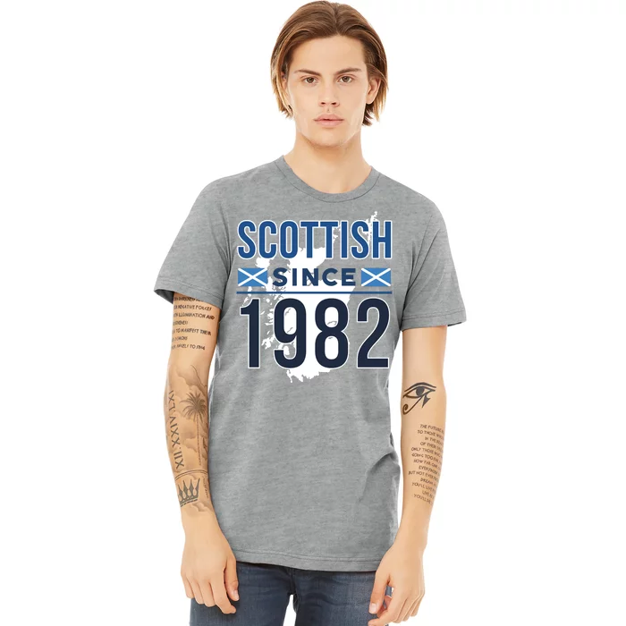 Scottish Since 1982 Scotland Flag Birthday Gift Premium T-Shirt